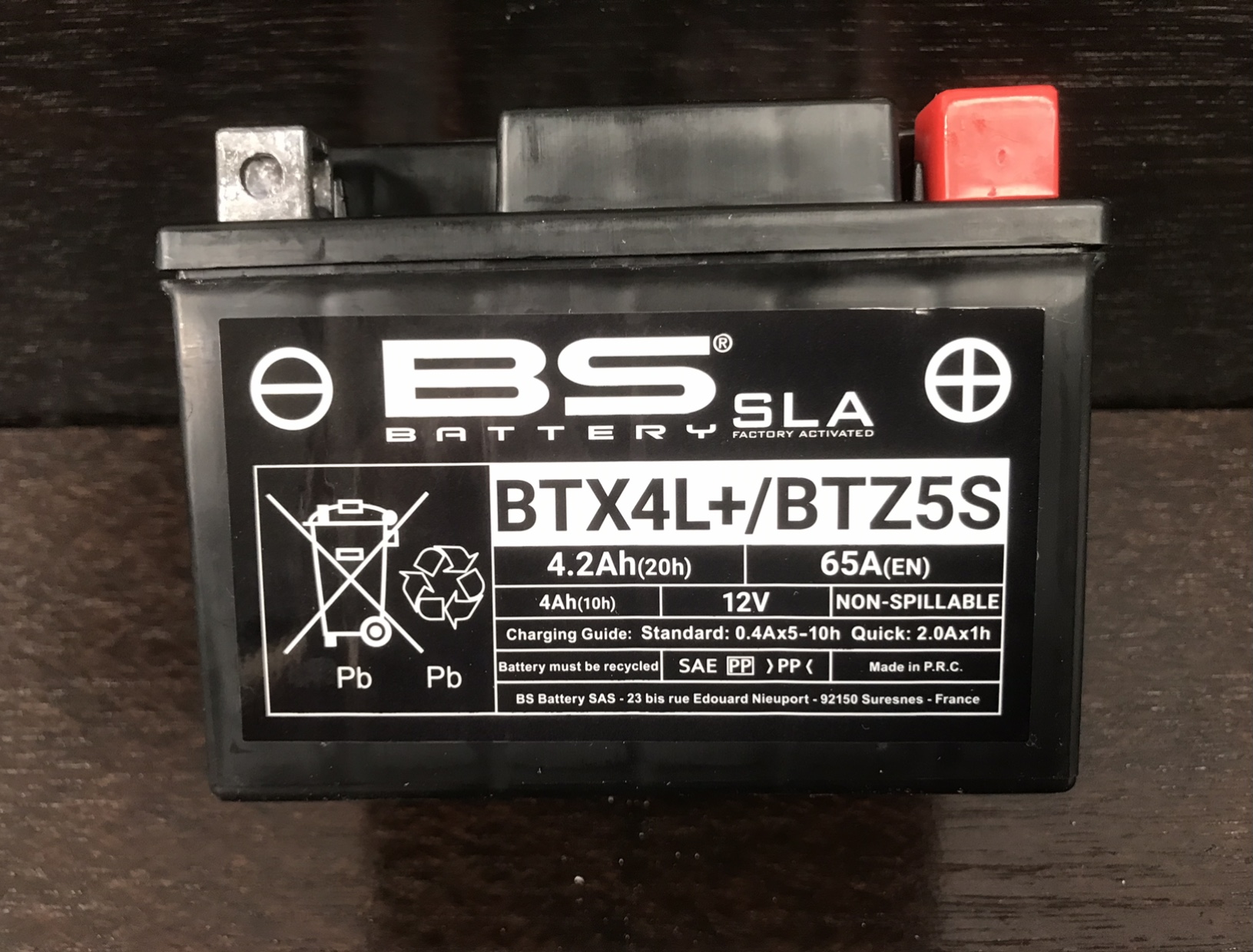 Motorcycle 12 Volt, 4.2 Ah, Sealed AGM Lead Acid Battery BTX4L, BTZ5S, MG4L, MG4L-BS